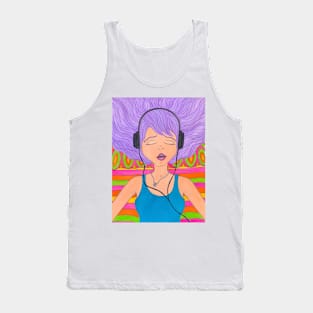 Girl with Headphones Singing Tank Top